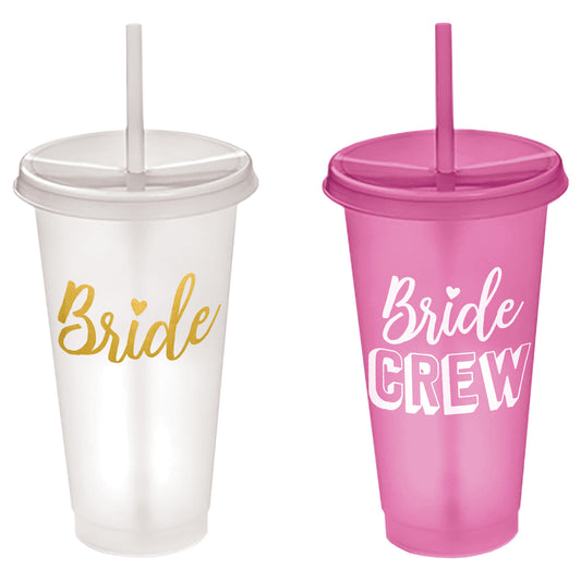 Bride Plastic Tumblers Set With Straws, 2-pc