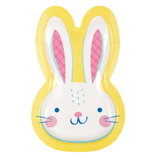 Eggcellent Easter Bunny Shaped 8.25" x 5.25" Plates, 8-pc