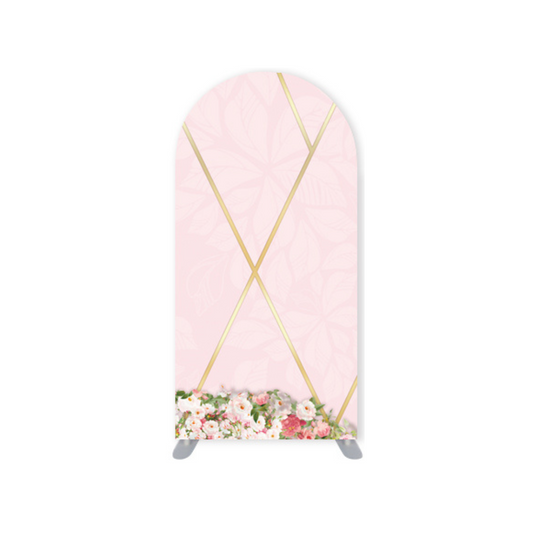*Rental* Pastel Pink and Gold Baby Shower Girl 2 Small Arch, 3x6-Ft