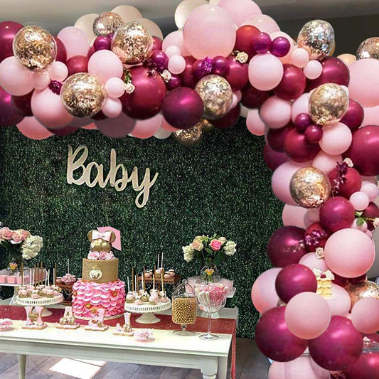 Burgundy Pink Party Balloon Arch, 103-pc