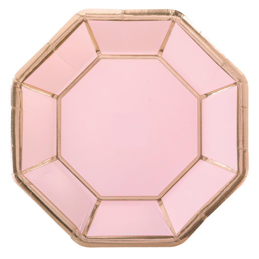 Blush Wedding Octagon 10"  Paper Plates, 8-pc