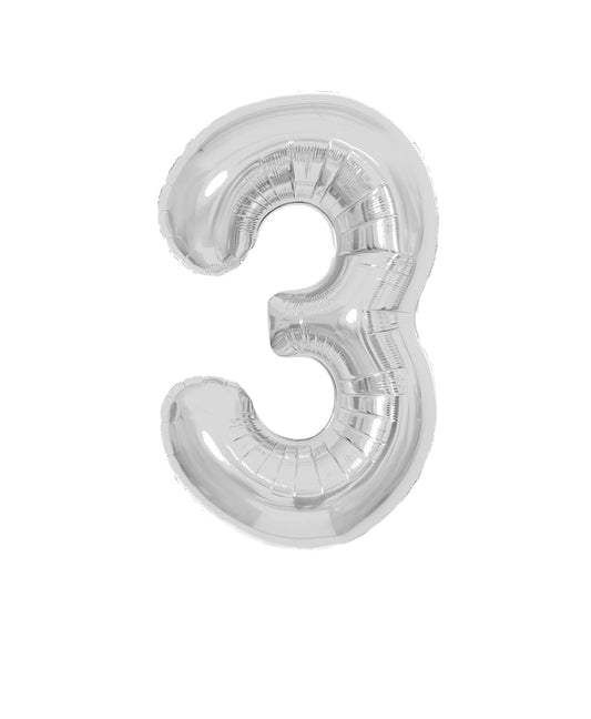 (All Color Options) Foil Number 3 Balloon,  16" / 40"